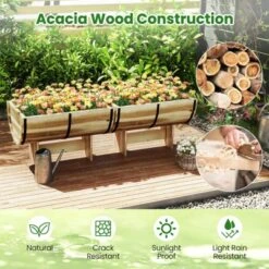 Tangkula 1/2 Pack Rustic Half Barrel Planters Wooden Flower Boxes With Acacia Wood Frame -Tangkula GUEST f54acfbd 44a7 4f2a bd8b 8c183e1bf6fb