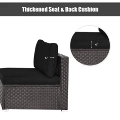 Tangkula 2PCS Patio Sectional Armless Sofas Outdoor Rattan Furniture Set W/ Cushions Black -Tangkula GUEST f5e36c0b 9405 4de7 a40e 6d20da503d14