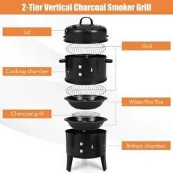 Tangkula 3 In 1 Vertical Charcoal BBQ Smoker Grill Separable W/ Built-in Thermometer -Tangkula GUEST f5ea2781 20c7 4e15 a80e e113531b49d3