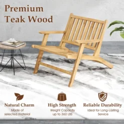 Tangkula 4PCS Teak Wood Outdoor Reclining Chair W/ Comfortable Backrest & Armrests 17 Tangkula 4PCS Teak Wood Outdoor Reclining Chair W/ Comfortable Backrest & Armrests -Tangkula GUEST f6357d76 0973 4db0 9313 5f2029430546