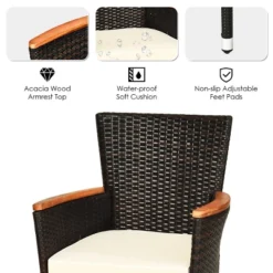 Tangkula 7pcs Patio Rattan Dining Set 6 Stackable Cushioned Chairs Patio -Tangkula GUEST f6512cfb 107d 42ef b06b c839cee3dc71