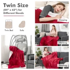 Tangkula 84" X 62" Twin Size Electric Heated Blanket, 5 Heating Levels, 10 Hours Auto Off, Cozy Flannel & Fabric, Overheat Protection Red -Tangkula GUEST f6e2686d 26b7 4f49 a330 d72518b66780