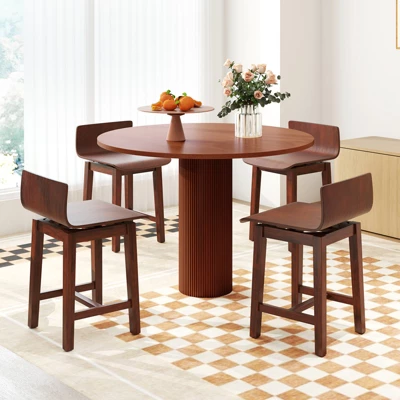 Tangkula Swivel Dining Chair Set Of 2 Farmhouse Wooden Kitchen Chairs Armless Side Chairs 4 Tangkula Swivel Dining Chair Set Of 2 Farmhouse Wooden Kitchen Chairs Armless Side Chairs - Image 2