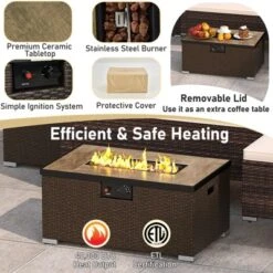 Tangkula 4 PCS Outdoor Furniture Set W/ 32" Fire Pit Table & Propane Tank Cover -Tangkula GUEST f727a3f2 efb4 4736 a8a6 4a7b00390e81