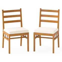 Tangkula Solid Acacia Wood Patio Chair Set Of 2 W/ Padded Seat Cushions -Tangkula GUEST f7551943 4f30 4fea 918c 33fc160e02e8 1