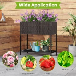 Tangkula Elevated Planter Box Raised Garden Bed W/ Rattan Surface Bottom Storage Shelf -Tangkula GUEST f7604199 9545 4639 91ab b56114091ad4