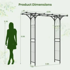 Tobuy Garden Arbor Decorative Metal Garden Arch W/ Trellises For Climbing Plant Vine Rose -Tangkula GUEST f76dc698 9758 462a 9fa4 98a52393b6d5