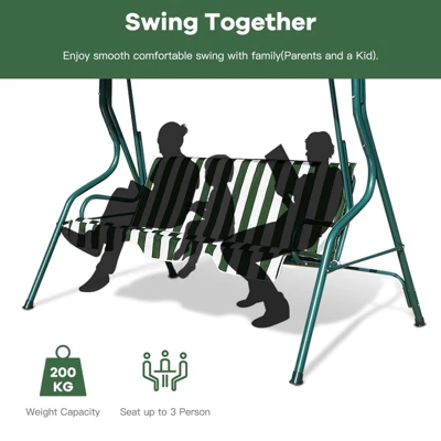 Tangkula 3-Seats Outdoor Glider Hammock With Adjustable Waterproof Canopy Aluminum Frame Patio Swing Chair 8 Tangkula 3-Seats Outdoor Glider Hammock With Adjustable Waterproof Canopy Aluminum Frame Patio Swing Chair - Image 6