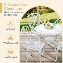 Tangkula 5 Pieces All-Weather Outdoor Cast Aluminum Dining Set Round Dining Table -Tangkula GUEST f824de7c 5bbf 4ced b54d a6b8e41846d2