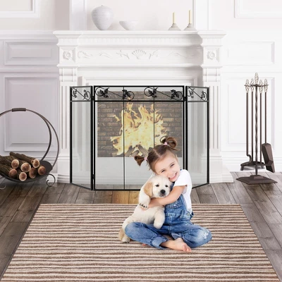Tangkula 3-Panel Fireplace Screen Decoration Cover Baby Child Pets Safty Folded Fire Doors 4 Tangkula 3-Panel Fireplace Screen Decoration Cover Baby Child Pets Safty Folded Fire Doors - Image 2