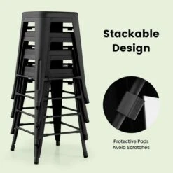 Tangkula 24" Set Of 4 Tolix Style Barstool Counter Height Metal Bar Stool Stackable Chair Black 15 Tangkula 24" Set Of 4 Tolix Style Barstool Counter Height Metal Bar Stool Stackable Chair Black -Tangkula GUEST f8460d24 14ac 4b80 8f9c 83cfb888f7d3