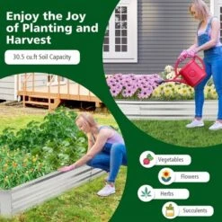 Tangkula 2PCS Galvanized Raised Garden Bed Elevated Rectangle Plant Box 8 X 4 X 1FT -Tangkula GUEST f84b1893 cea4 4790 9bf8 99b4d797e9e1