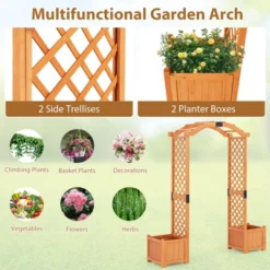 Tangkula 79" Tall Archway Trellis For Climbing Plants Vegetables W/ Planter Boxes -Tangkula GUEST f8b89a06 10e3 4c80 b3e1 3d8e305e8916