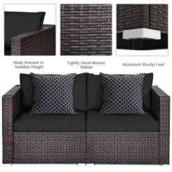 Tangkula 4PCS Rattan Corner Sofa Set Patio Outdoor Furniture Set W/ Black Cushions -Tangkula GUEST f8bcb4fb feb3 4186 a139 da83db6f81df