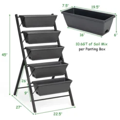 Tangkula Outdoor 5-Tier Planter 4 FT Vertical Elevated Raised Garden Bed Planter Box Kit For Backyard Patio -Tangkula GUEST f8ddc5a7 e35d 4677 9090 d6517034acb5