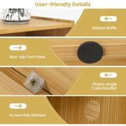 Tangkula Wood Storage Cube Bookcase 3 Tier 8 Cube Open Shelf Storage Cabinet With Anti-Toppling Devices Bookshelf Natural/Burlywood/Oak Grey/White -Tangkula GUEST f900cd27 03e4 4909 86aa 523be7bbc3dd