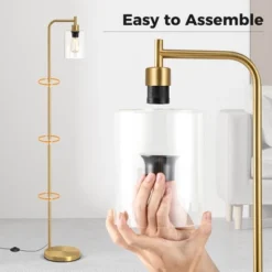 Tangkula Industrial Floor Lamp W/ Hanging Glass Lampshade And Foot Switch Modern -Tangkula GUEST f9164e46 e2c0 448d bed3 52aa5709fd52