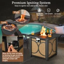Tangkula 28 Inch Outdoor Square Fire Pit Table 50,000 BTU Propane Gas Fire Table W/ Fire Glasses & PVC Protective Cover -Tangkula GUEST f93a059a 245f 4b4c a634 136025fea7b3