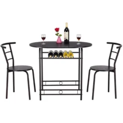 Tangkula 3 PCS Kitchen Dining Set Compact Bistro Pub 2 Chairs & Table -Tangkula GUEST f9b1d4fb 51f1 4a34 8a2d 8fd608e201bc
