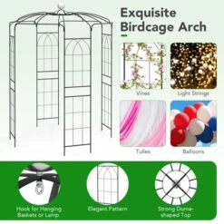 Tangkula Birdcage Shape Garden Arch 9.4 X 6.8FT Heavy Duty Arch Trellis With Hanging Hook For Climbing Plants -Tangkula GUEST f9bc5609 f690 4d88 9458 53f23d0828fe