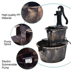 Tangkula 2 Tier Barrel Waterfall Fountain Barrel Water Fountain Pump Outdoor Garden -Tangkula GUEST f9c6564f 5094 46eb 978e b090ad10f251