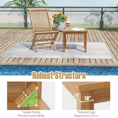 Tangkula Outdoor Square Teak Wood End Table Coffee Table For Porch Deck Garden Patio 7 Tangkula Outdoor Square Teak Wood End Table Coffee Table For Porch Deck Garden Patio - Image 5