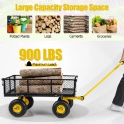 Tangkula Utility Garden Cart 900 Lbs/400 Kg(1200 Lbs/545 Kg) Heavy Duty Wagon Cart With Rotating Handle And Removable Sides -Tangkula GUEST fa8a93d5 0bf2 4a1b 8ad3 a6130c057077