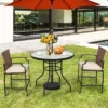 Tangkula Patio Round Table Patio Furniture Steel Frame Dining Table W/ Glass Top -Tangkula GUEST faa1d57d b08f 40e4 a460 cd425cdd6e18