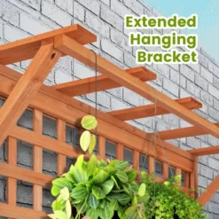 Tangkula Raised Garden Bed With Trellis Indoor & Outdoor Plant Container With Hanging Roof Drainage Holes For Climbing Vines Flowers -Tangkula GUEST fab3a611 f24a 4ed9 ab66 0bdcbb24f56a