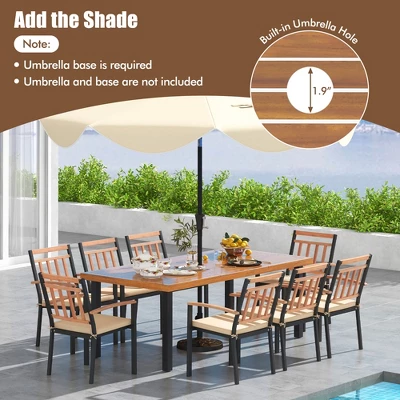 Tangkula 9 PCS Patio Dining Set W/ Soft Cushions And 1.9" Umbrella Hole For Garden 6 Tangkula 9 PCS Patio Dining Set W/ Soft Cushions And 1.9" Umbrella Hole For Garden - Image 4