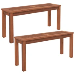 Tangkula 1PC/2PCS Patio Wood Bench 2-Person Solid Wood Bench W/ Slatted Seat 39.5” Long Bench W/ Stable Wood Frame -Tangkula GUEST fb189d4e 597a 4cd9 b938 a4943476e087