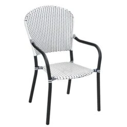 Tangkula Outdoor 4 PCS Iron Dining Chairs Patio Stackable Arm Chair For Balcony Backyard Poolside -Tangkula GUEST fb236605 9c47 4158 82a0 ff143c8faa92