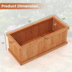 Tangkula Raised Garden Bed Fir Wood Rectangle Planter Box With Drainage Holes Detachable Base Plate Raised Patio Planter Kit Box -Tangkula GUEST fb4ce745 2f2b 42e6 af48 5c7108583914