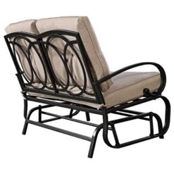 Tangkula Patio Loveseat Bench Steel Frame Furniture Rocking Bench With Cushions Outdoor -Tangkula GUEST fb5de262 27cb 4459 909d 9fec84c25c85