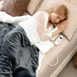 Tangkula 50" X 60" Heated Electric Reversible Fleece Blanket Blanket Throw W/ 10 Heat Levels, 9 Hours Auto Shut-Off, Overheat Protection Gray -Tangkula GUEST fbb59535 576b 4406 9195 ee135ff135bc