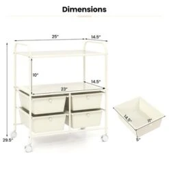 Tangkula 4-Drawer Rolling Storage Cart With 2 Shelves Mobile Utility Cart With Removable Drawers And Metal Frame With Lockable Wheels White -Tangkula GUEST fbbd045b 8d71 47e4 a528 3da88645a911