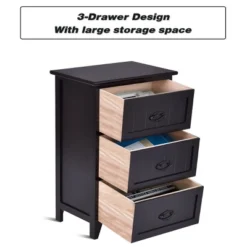 Tangkula 3 Drawers Nightstand End Table Storage Wood Side Bedside Black -Tangkula GUEST fbe5cc83 2cbb 4a6d b931 0acda61e519c