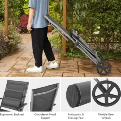 Tangkula 2PCS Patio Recliner Chair Outdoor Adjustable Folding Chaise Lounge Chair W/ 2 Wheels -Tangkula GUEST fc03e429 517d 485a 9f43 af0e448a9d75