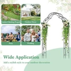 Tangkula 99" Tall Garden Arch Arbor Trellis W/6 Combination Ways & 2 Installation Methods -Tangkula GUEST fc096fc5 a6f2 47b3 96c0 b104b3e34ace