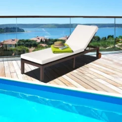 Tangkula 2PCS Patio Adjustable Rattan Recliner Chaise Lounge Chair W/ Cushion Wheels