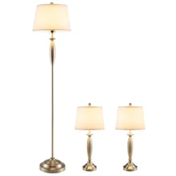 Tangkula Lamp Set 3-Piece Modern Home Living Room Bedroom Nickel Finish Lamps -Tangkula GUEST fc196447 356e 4a5f b7a3 35c21d35e1ae