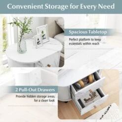 Tangkula 2PCS Nightstand W/ 2 Drawers Faux Marble Bedside Table For Small Space -Tangkula GUEST fc4975d3 50bb 4484 b1ce 01c923af1f1e