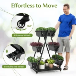 Tangkula Raised Garden Bed With 4 Wheels Tiered Planter Stand Elevated Garden Planter With 6 Container Boxes Drainage System Storage Shelf -Tangkula GUEST fc5ca20b 8823 48a2 a9c3 8f748c3355ec