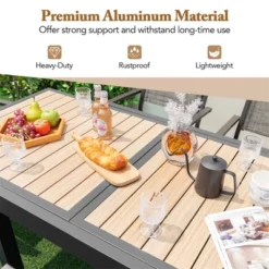 Tangkula 31.5"-63" Expandable Patio Dining Table Aluminum Outdoor Table W/ 4 Foot Fixing Parts Slatted Table Top 17 Tangkula 31.5"-63" Expandable Patio Dining Table Aluminum Outdoor Table W/ 4 Foot Fixing Parts Slatted Table Top -Tangkula GUEST fc7867b7 7918 42f3 a7f3 aaf3e70196b5