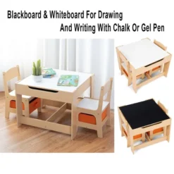 Tangkula Children Kids Table Chairs Set With Storage Boxes Blackboard Whiteboard Drawing -Tangkula GUEST fd013f8a 6618 4f6b b6f4 81b25d3bd395