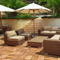 Tangkula 11 Tangkula 10-Piece Acacia Wood Deck Tiles Patio Interlocking Floor Tiles