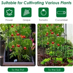 Tangkula 8 Pack Folding Tomato Cages 39" Tall Square Plant Support Cage For Garden Climbing Plants Flowers Fruits Heavy Duty Vegetable Trellis -Tangkula GUEST fd0f2468 8c00 430a a626 4217deec6605