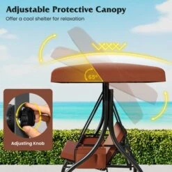 Tangkula 3-Seat Patio Swing W/ Canopy & Removable Cushions & Side Pockets Stand 10 Tangkula 3-Seat Patio Swing W/ Canopy & Removable Cushions & Side Pockets Stand -Tangkula GUEST fd67b1d3 88bc 4661 ba99 916e812a2d2a