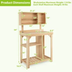 Tangkula Garden Work Bench, Wood Potting Station W/ Bottom Shelves & Top Compartments Solid Fir Wood Structure 14 Tangkula Garden Work Bench, Wood Potting Station W/ Bottom Shelves & Top Compartments Solid Fir Wood Structure -Tangkula GUEST fd6ad841 23b6 4de1 bcc6 611b2c2b20eb