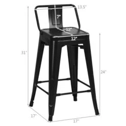 Tangkula Set Of 4 Metal Bar Stools 24" Industrial Chair Low Back Black -Tangkula GUEST fdc8fa18 236d 4659 ad10 50470a6fb32a